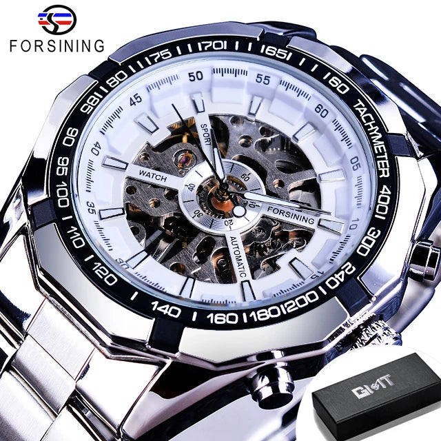 Luxury Skeleton Mechanical Watch - Stainless Steel Automatic Timepiece