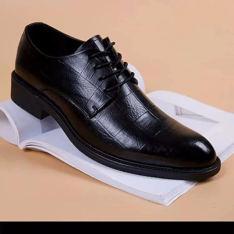 New Male Italian Brand Genuine Leather Party Mens Black Casual Dress Shoes Zapatos Hombre Formal Office Shoes for Men