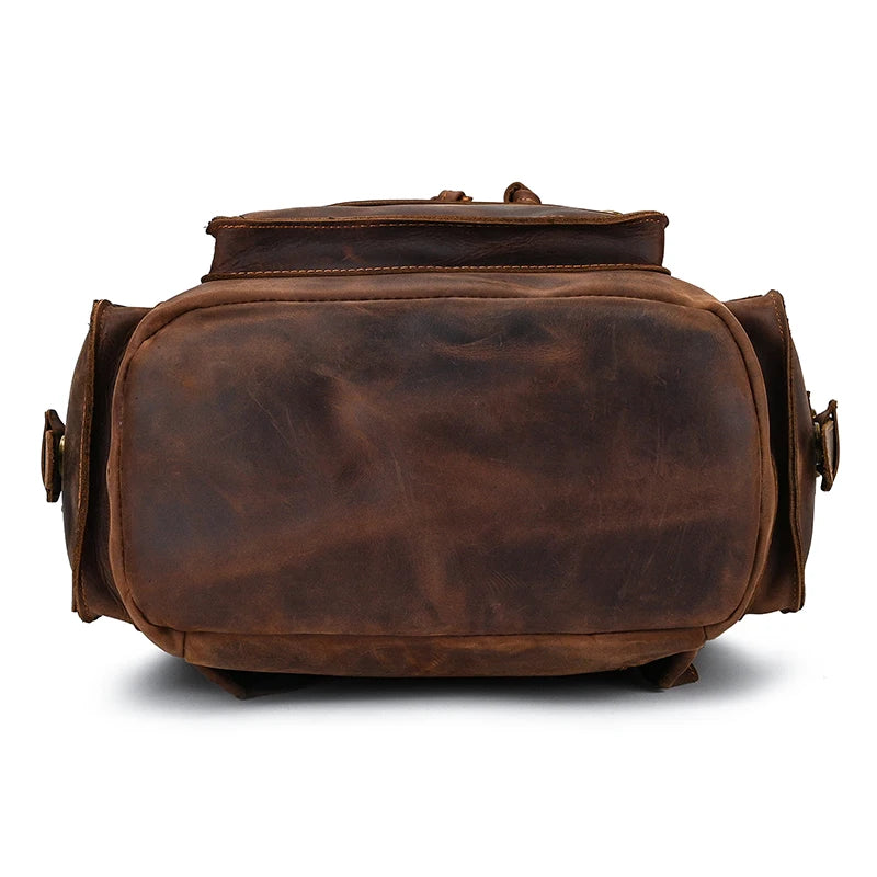 Luufan Vintage Fashion Men's Leather Backpack Genuine Leather Laptop Backpacks Real Cowhide Daypack Men's Leather Bagpack
