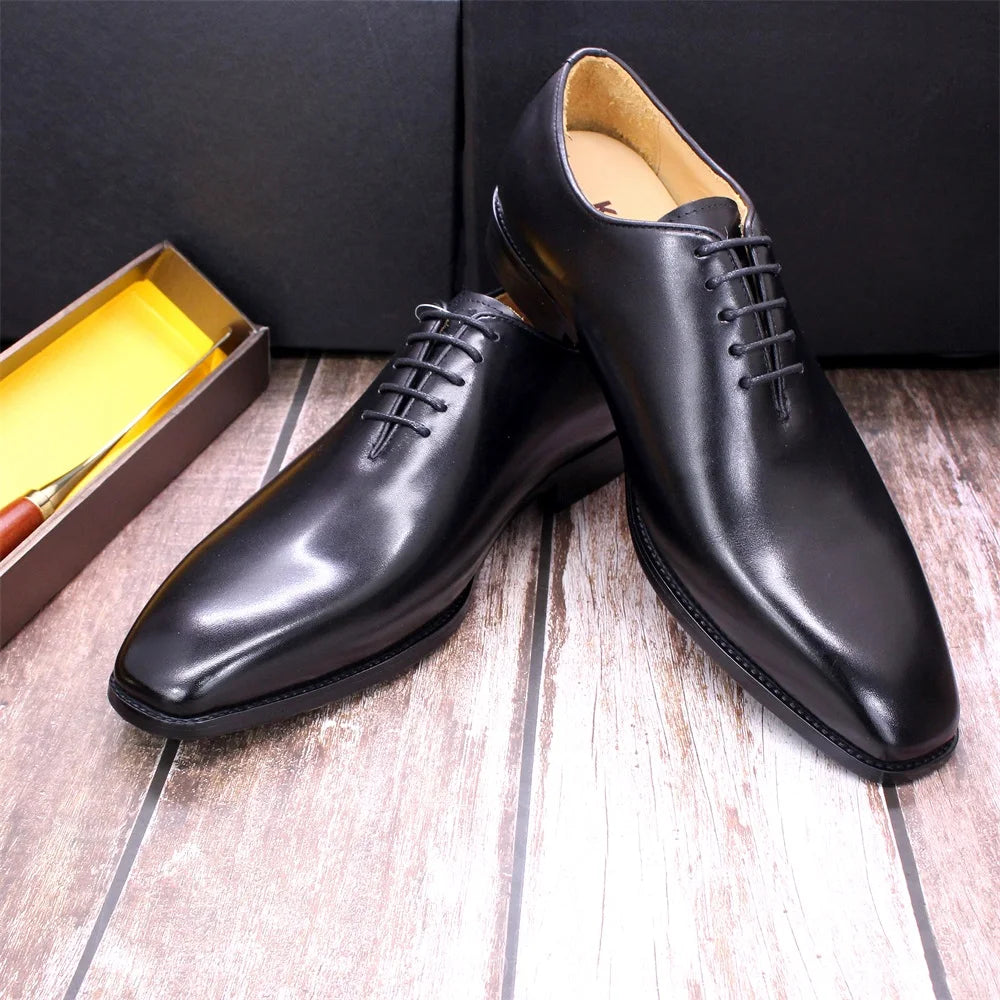 2025 Factory Customization Genuine Leather Shoes  Office Business Men Formal Shoes Lace-Up Fashion Mens Leather Wedding Shoe