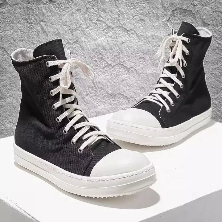 2022 Hot Sale Dropshipping Couples Thick Sole Mens Canvas Shoes Ladies Vulcanized Footwear Women's High Top Sneakers