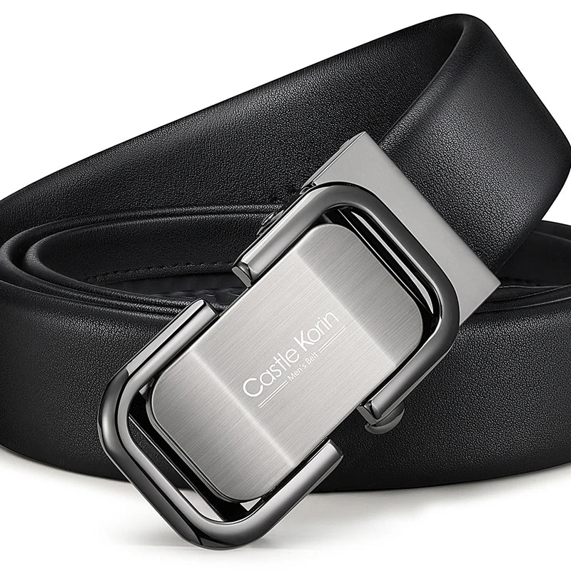 Men's Genuine Cowhide Leather Belt with Automatic Alloy Buckle