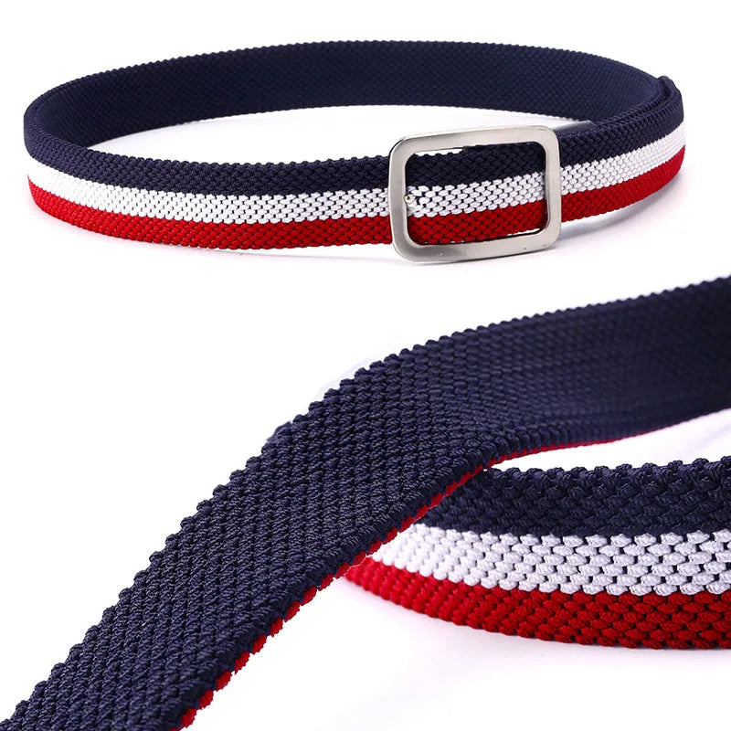 Premium Elastic Braided Belt - Unisex Stretch Canvas Golf Belt