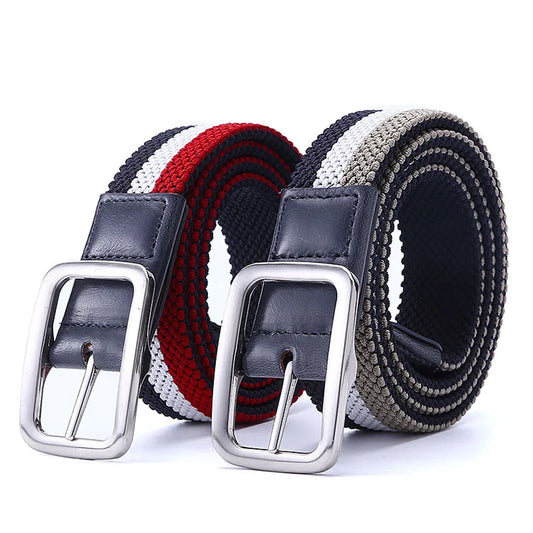 Premium Elastic Braided Belt - Unisex Stretch Canvas Golf Belt