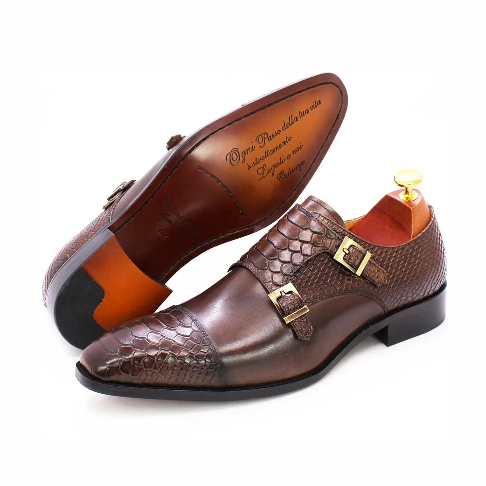 Monk Strap Pattern Formal Man Shoes Office Loafer  Outdoor Party Custom Genuine Leather Hot Sale Man Fashion Shoes