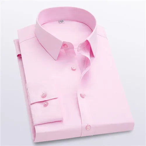2026 New Men's Formal Dress Shirt,White Black Blue Long Sleeve Shirts, Business Slim Fit Camisa Male Chemise Red Purple