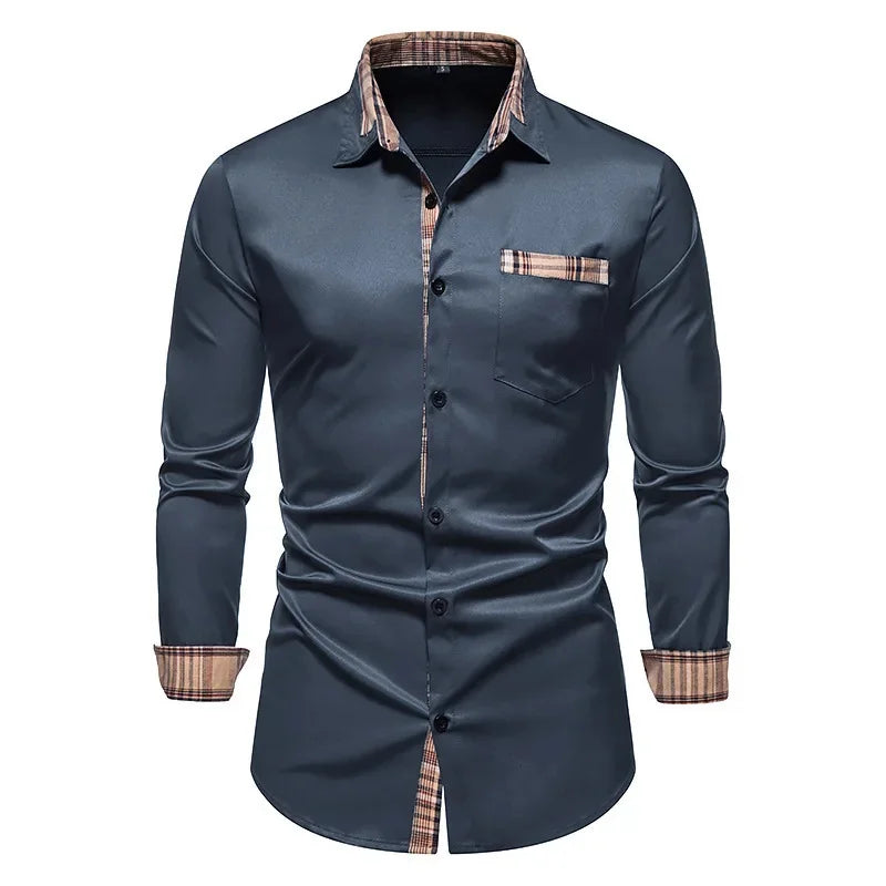 Men's Shirts Formal Shirts Slim Fit Long Sleeve Button Business Office Formal Shirts Pocket Men's Tops New Multicolor XS-6XL