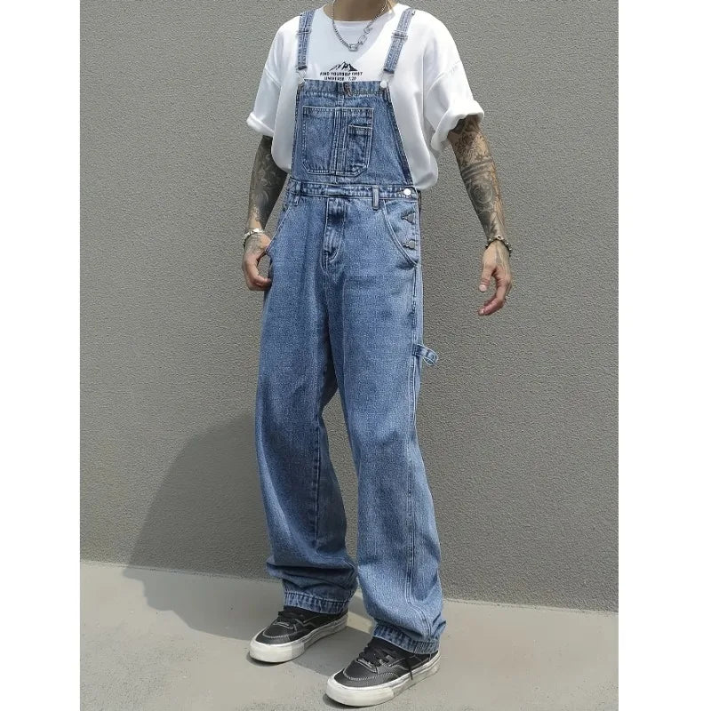 Men's Denim Overalls - Multi-Pocket Work Jumpsuit