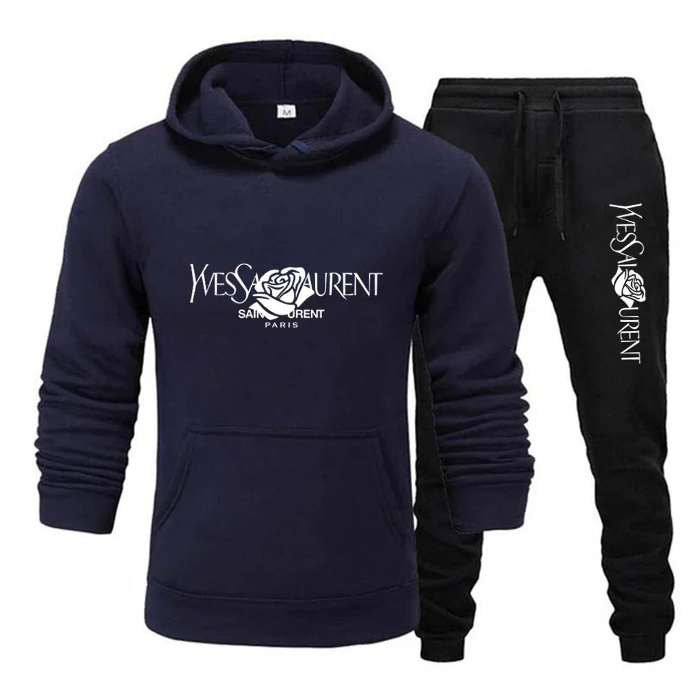 2025 Men's Casual Sports Suit with Hoodie and Sweatpants for Autumn and Winter Outdoor Sports Fashion