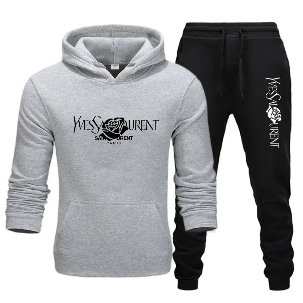 2025 Men's Casual Sports Suit with Hoodie and Sweatpants for Autumn and Winter Outdoor Sports Fashion