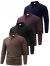 Men's Business Casual Long Sleeved Shirt Solid Color Polo Shirt Fashionable Breathable Comfortable Versatile Top