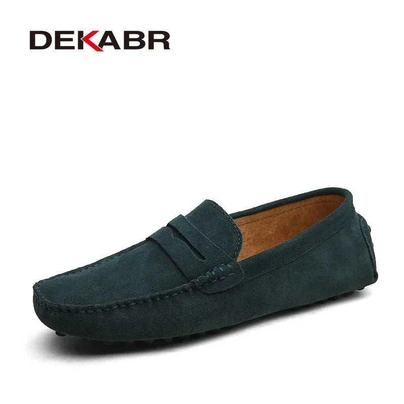 Men's Genuine Leather Loafers - Slip-On Casual Driving Shoes
