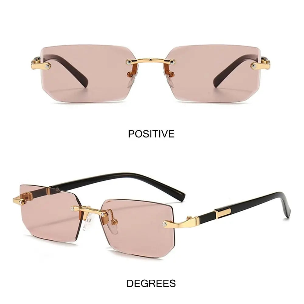 Frameless Rectangle Sunglasses - UV400 Protection Retro Eyewear