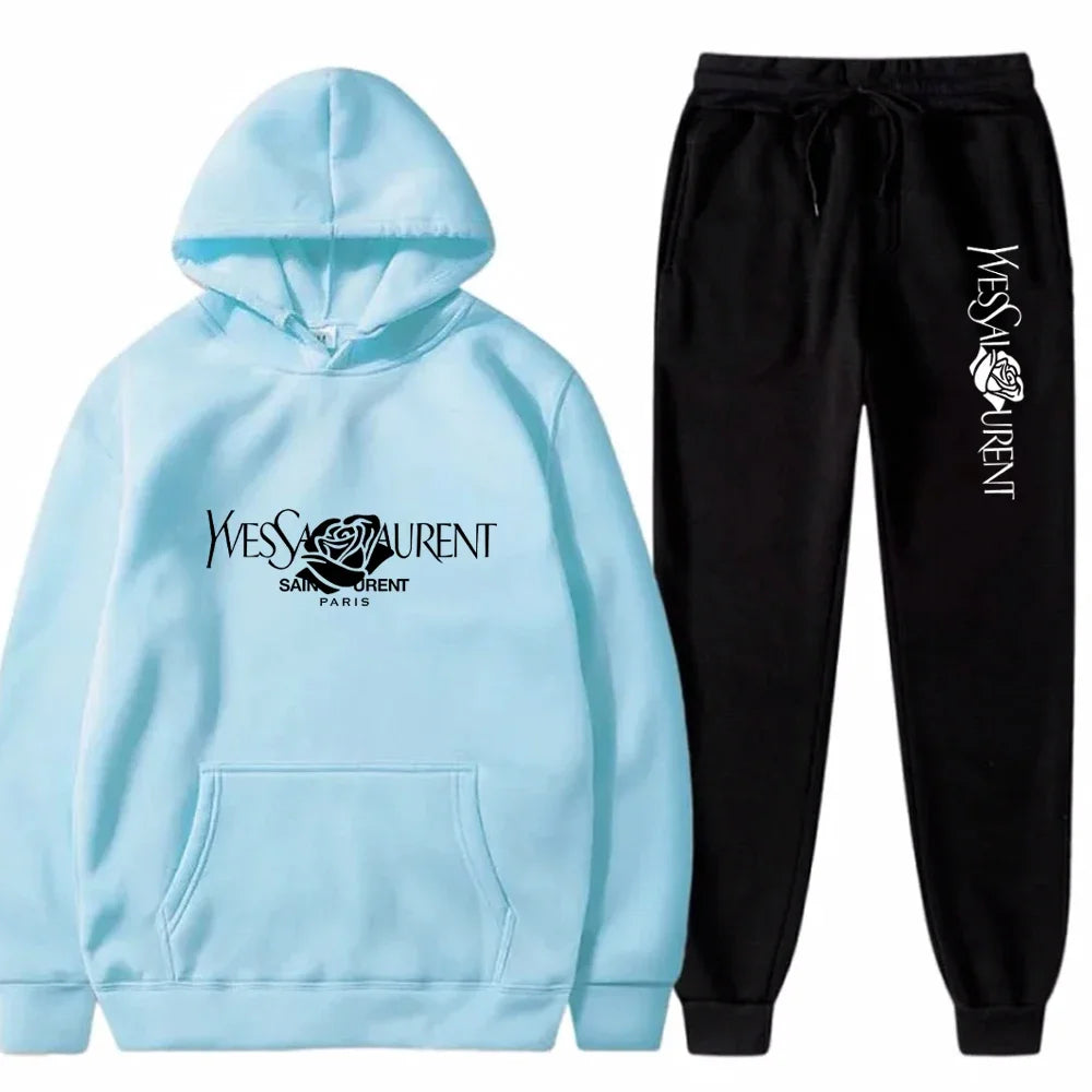 2025 Men's Casual Sports Suit with Hoodie and Sweatpants for Autumn and Winter Outdoor Sports Fashion