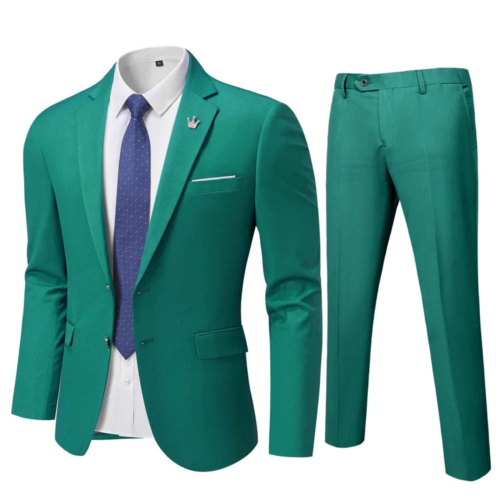 Elegant Men's Formal Suit with Xale Lapel for Parties Black Brown Green