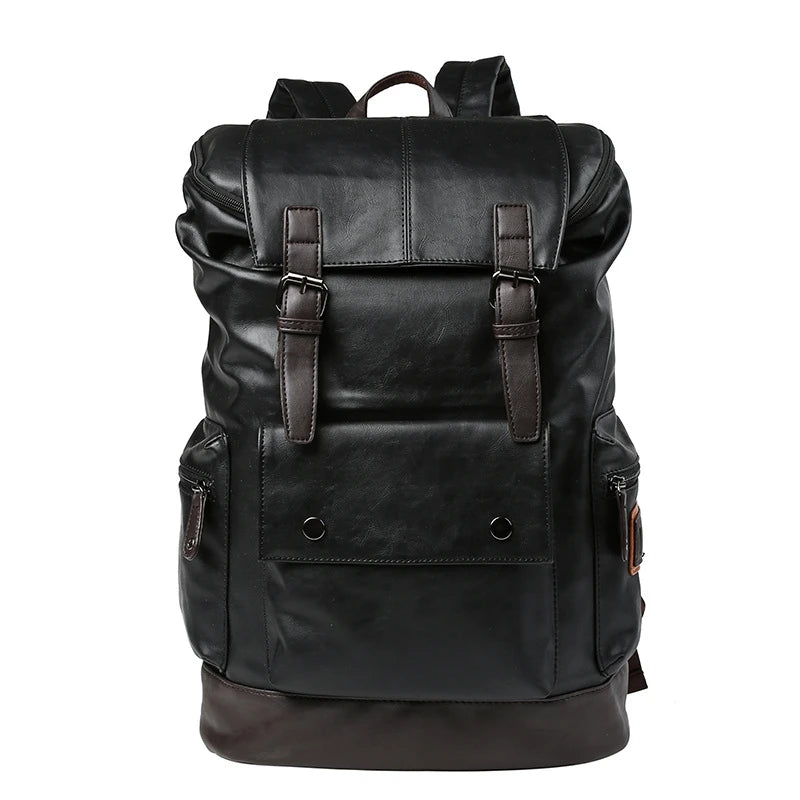 Premium Leather Business Backpack - Large Capacity Travel & Laptop Bag for Men