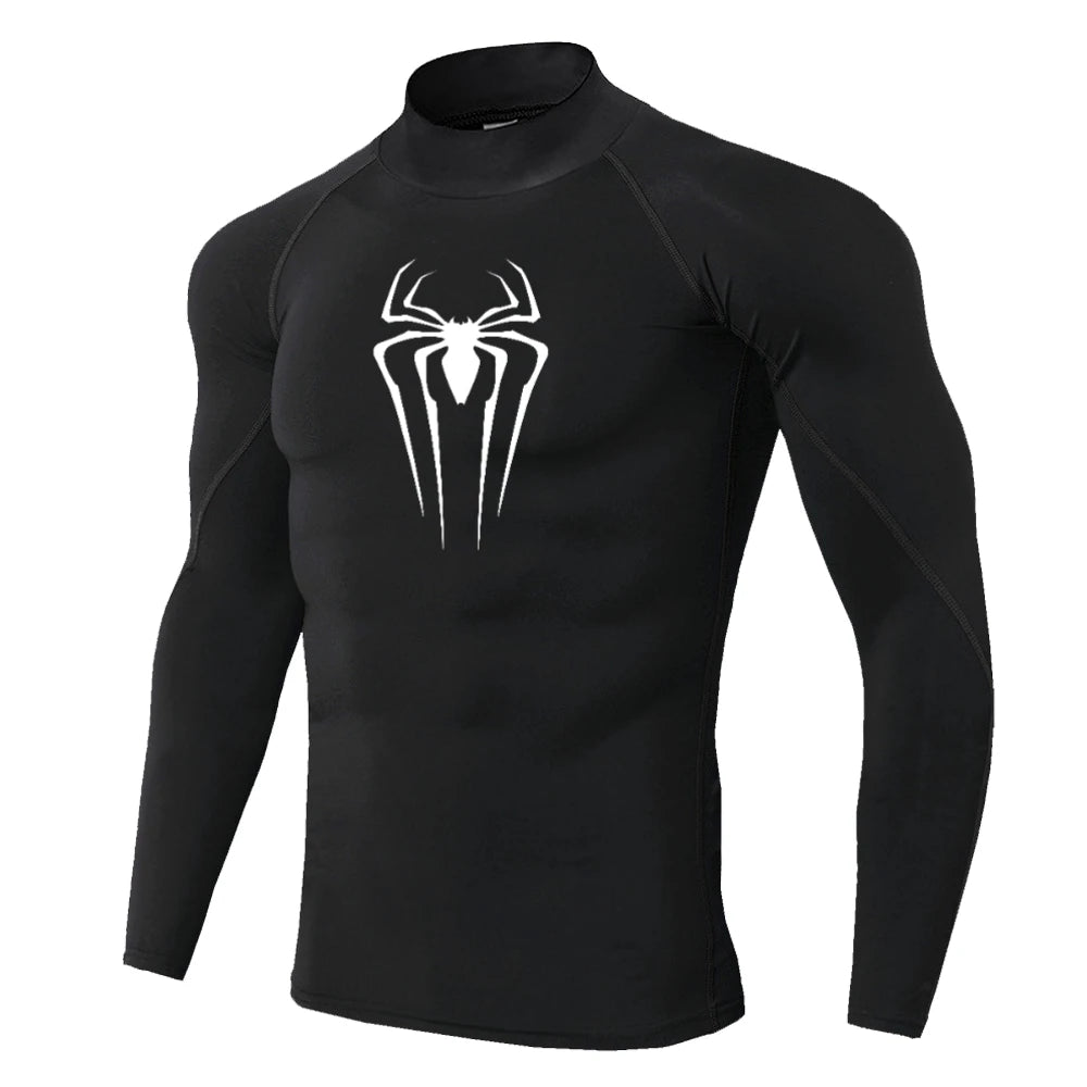 Men's Spider-Print Compression Shirt - Performance Athletic Base Layer