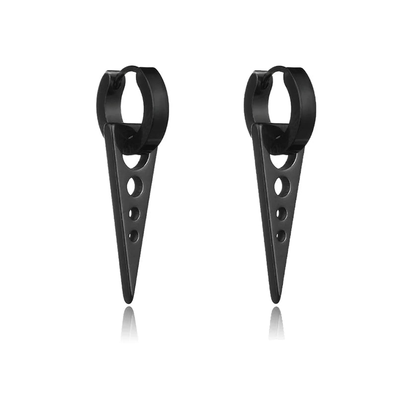 Urban Edge Punk Black Stainless Steel Stud Earrings For Men And Women - Minimalist Street Style For Hip Hop Gothic Looks