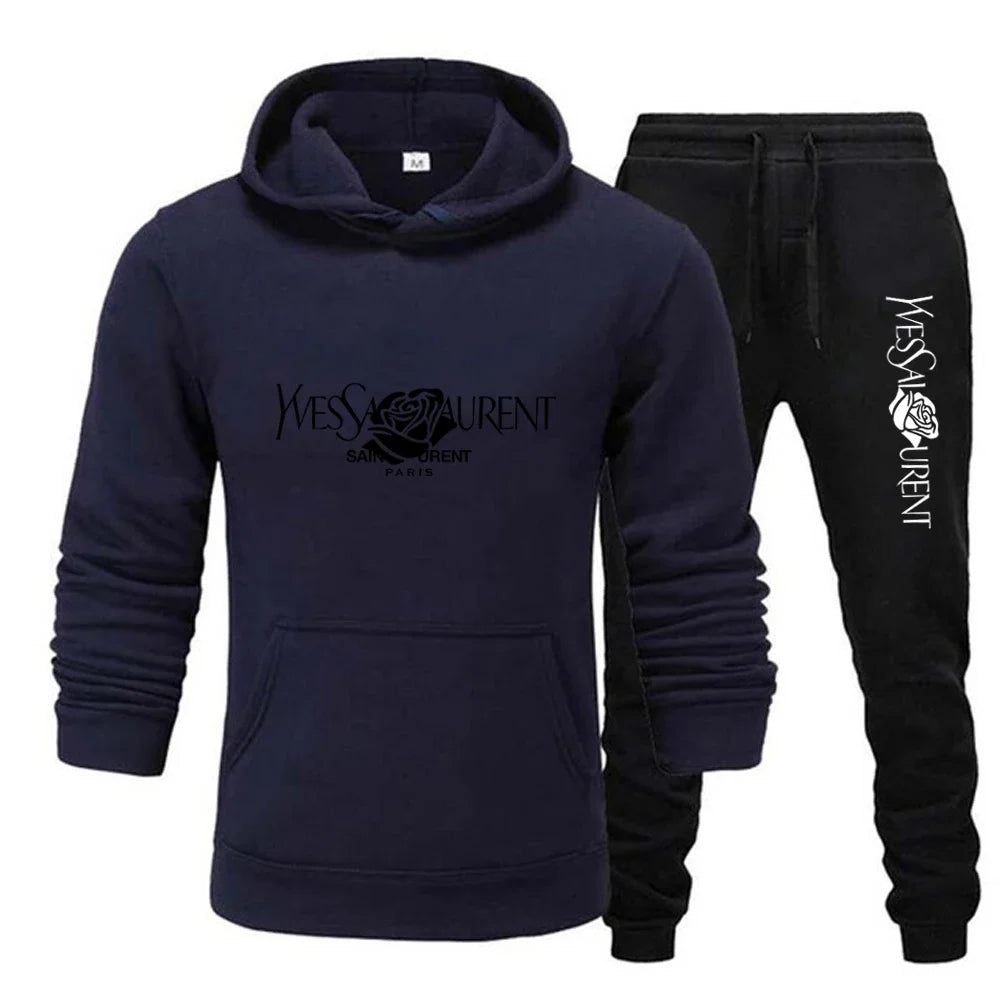 2025 Men's Casual Sports Suit with Hoodie and Sweatpants for Autumn and Winter Outdoor Sports Fashion
