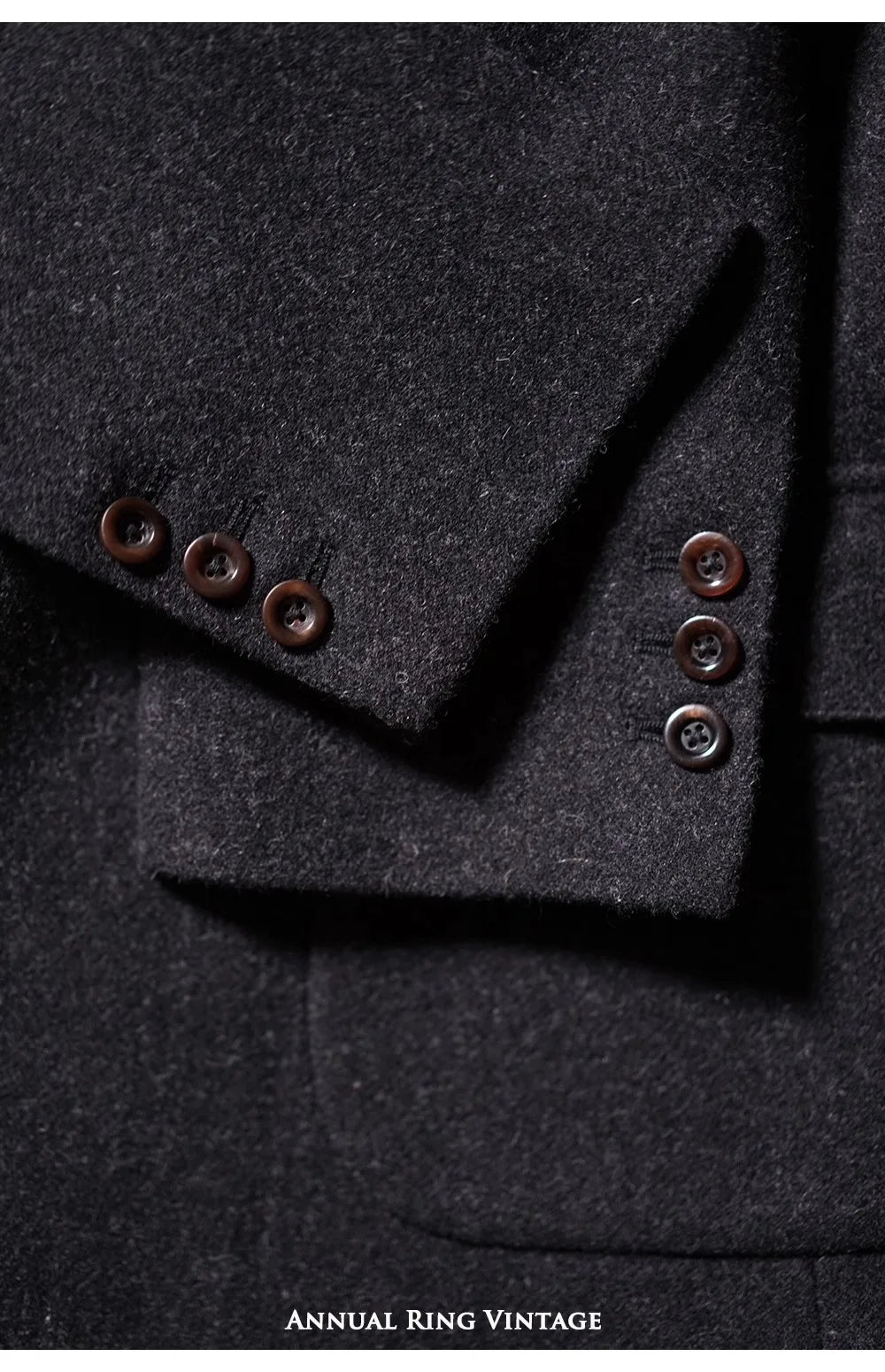 Retro Black Tweed Suit Wool Casual Blazer for Men
