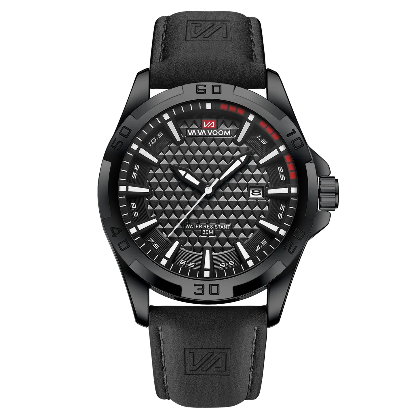 VA VA VOOM Men's Sport Watch - Military Quartz Calendar Leather Waterproof