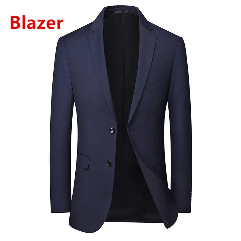 Men's Solid Color Business Suit High Quality Fashion Banquet Wedding Trend Groom Best Man Single 3/2/1