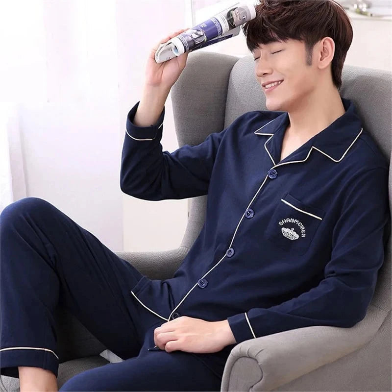 Men's Long-Sleeve Pajama Set - Comfortable Loungewear for All Seasons