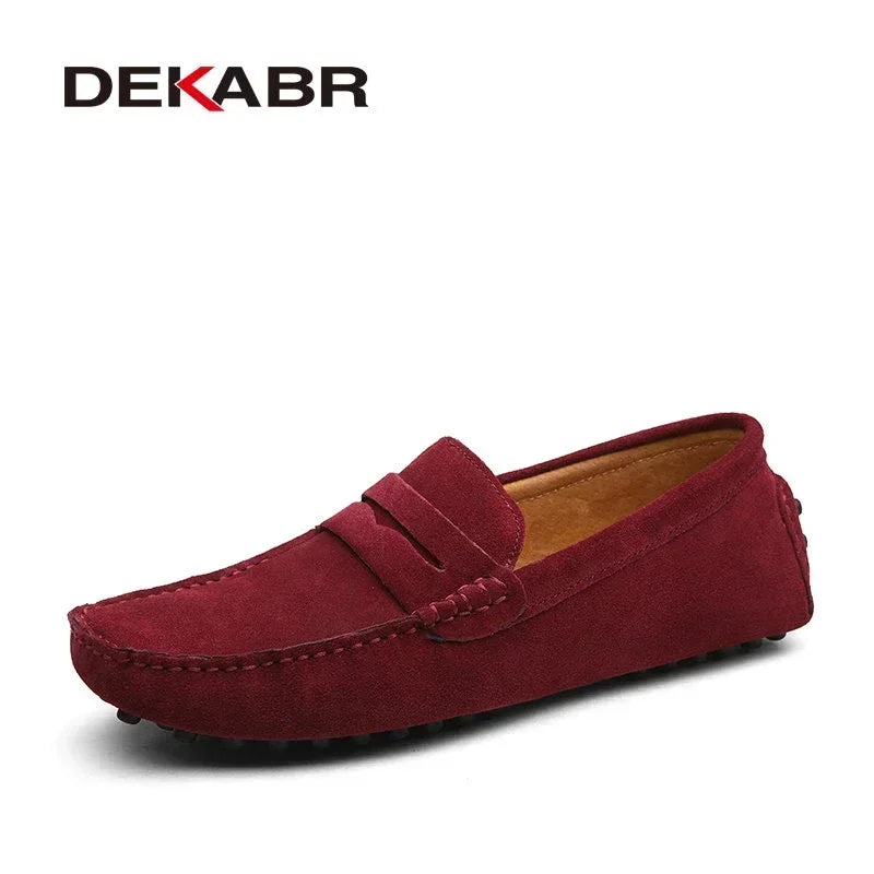 Men's Genuine Leather Loafers - Slip-On Casual Driving Shoes