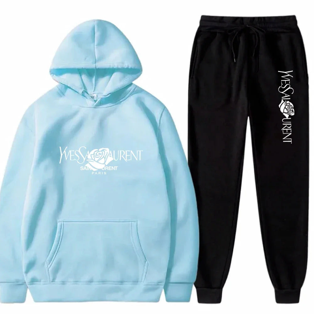 2025 Men's Casual Sports Suit with Hoodie and Sweatpants for Autumn and Winter Outdoor Sports Fashion