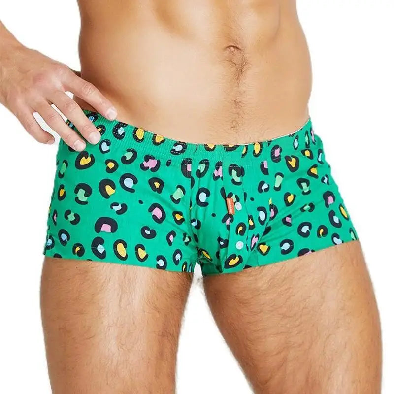 Men's Cotton Boxer Shorts - Plaid & Dot Pattern Lounge Underwear