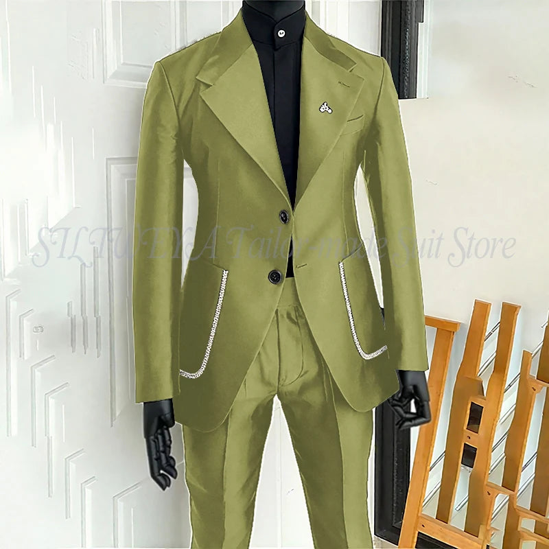 Men's 2 Piece Suit Blazer Pants Single Breasted Daily Work Business Casual Party Traje De Hombre Elegante