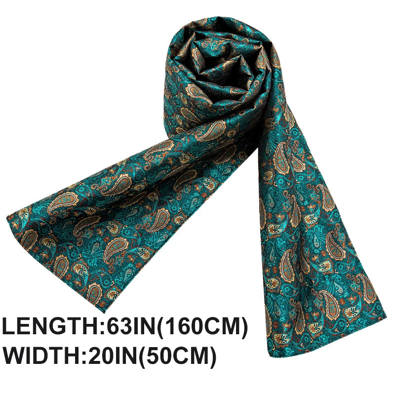 New Fashion Men Scarf Green Jacquard Paisley Silk Scarf Autumn Winter Casual Business Suit Shirt Scarf 160*50cm Barry.Wang