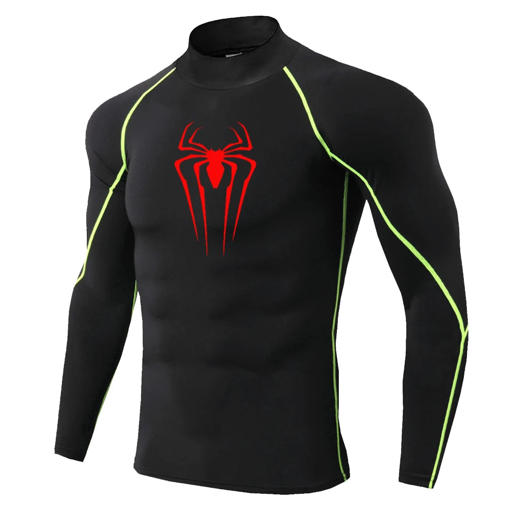 Men's Spider-Print Compression Shirt - Performance Athletic Base Layer
