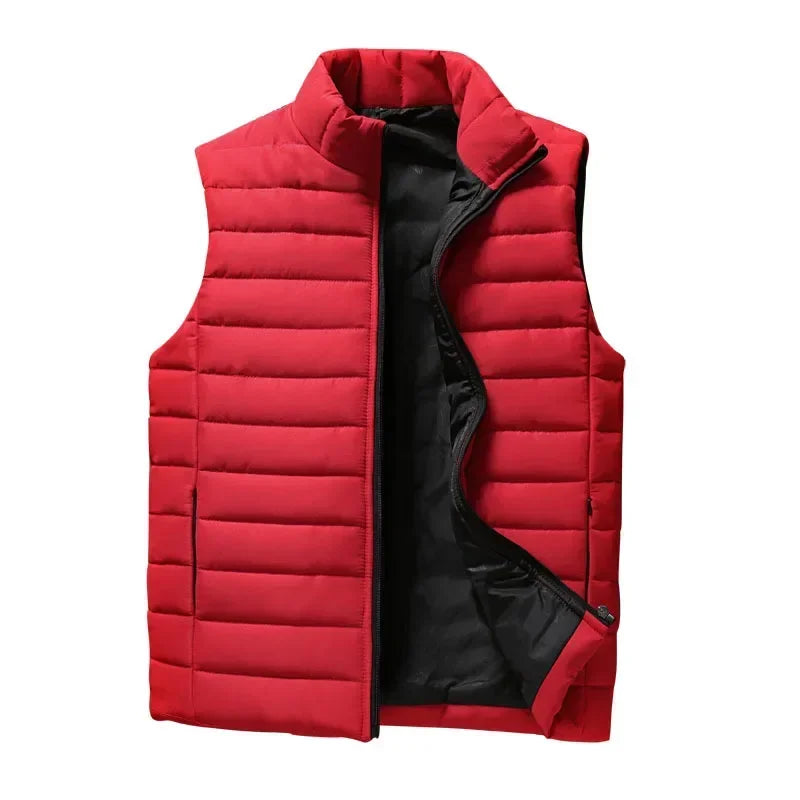 2024 Men's Autumn Winter Down Cotton Vest Casual Trendy Crossbody Jacket Korean Style Fashion Sleeveless Thickened Jacket