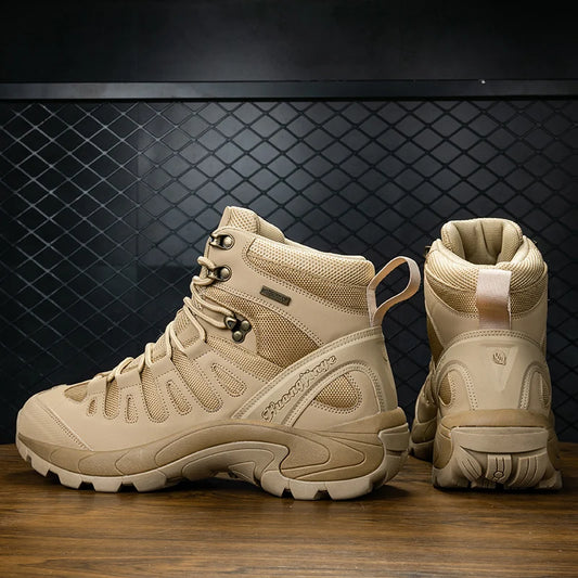 Men's Waterproof Combat Boots - Breathable Outdoor Leather Boots