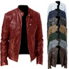 Mens Motorcycle PU Leather Jacket Slim Fit Short-Coat Autumn New Zipper Stand Windproof