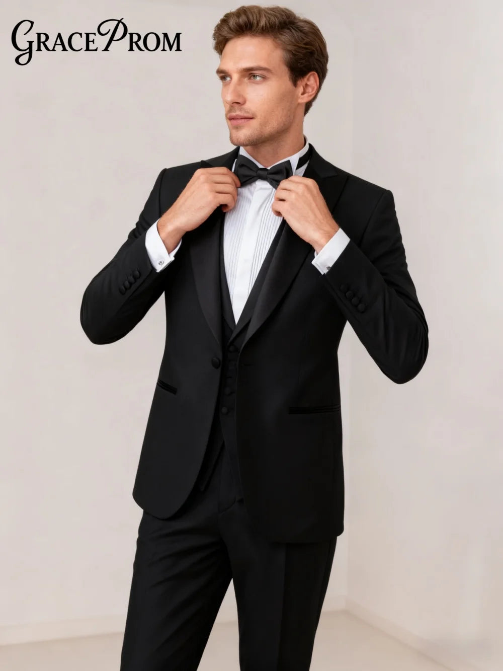 Elegant Men's Suit Jacket Black Shawl Lapel Men's Suit Set Classic Slim Fit Groom Tuxedos Banquet Suit Ceremony Only Jacket
