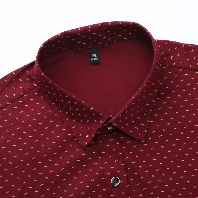 Men's Slim Fit Polka Dot Long Sleeve Shirt