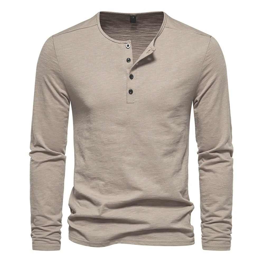 Men's Premium Cotton Long Sleeve T-Shirt - Slim Fit Casual Wear