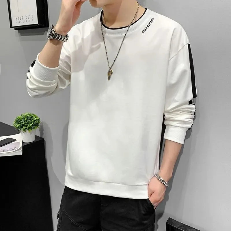 Men's Patchwork Sweatshirt - O-Neck Long Sleeve Casual Streetwear