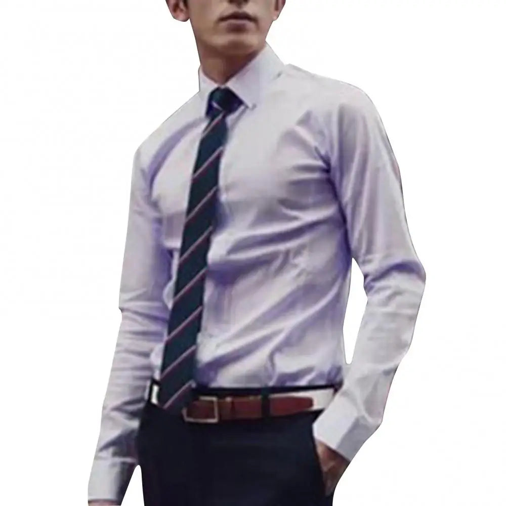 Men's Long Sleeve Business Casual Lapel Breathable Buttons Down Formal Korean Version Slim Fit Shirts