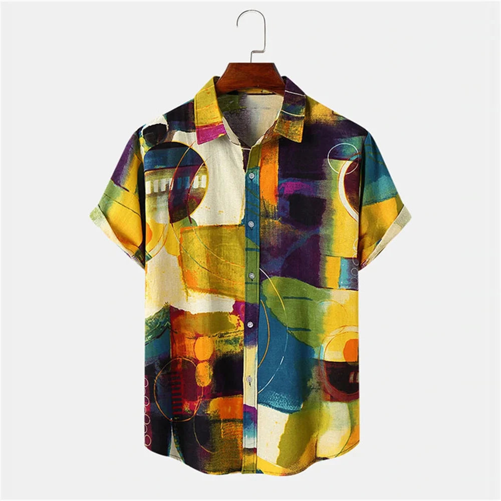 Men's Hawaiian Coconut Tree Print Shirt - Short Sleeve