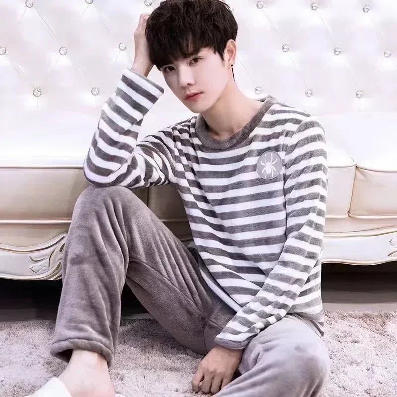 Men's Flannel Pajama Set - Winter Warm Sleepwear
