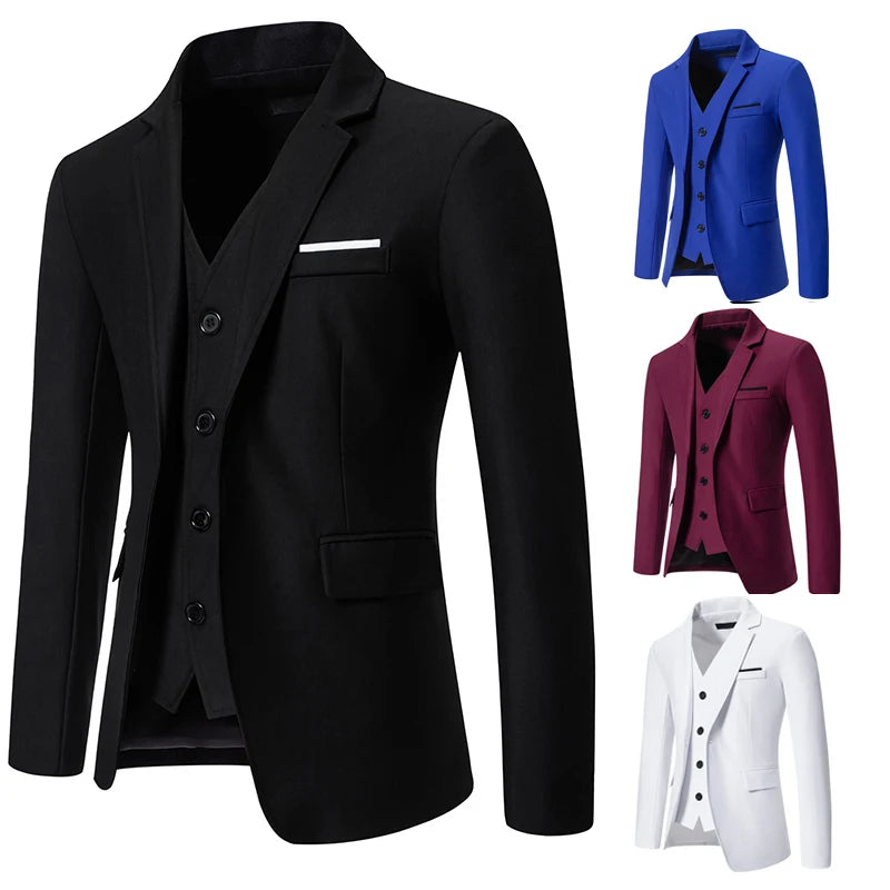 Men's Fashion Gentleman Solid Color Comfortable Business Wedding Casual Banquet Slim Blazer