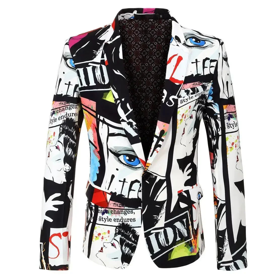 Party Short Stamp Men's Jackets Printed Cropped Coat Elegant Fashionable Simple Breasted