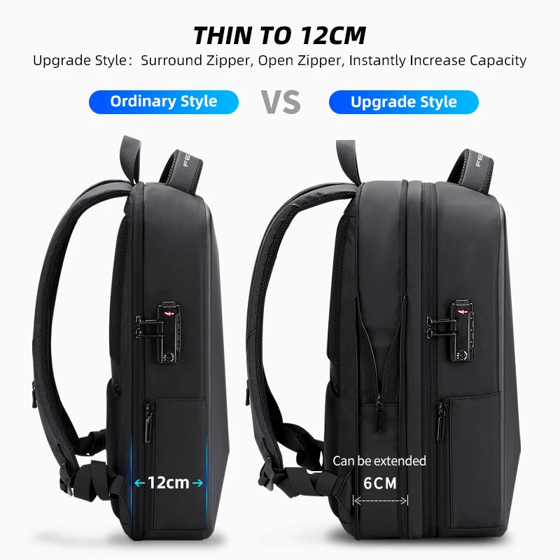 FENRUIEN Anti-Theft Laptop Backpack with USB Charging Port - Water Resistant Business Travel Bag
