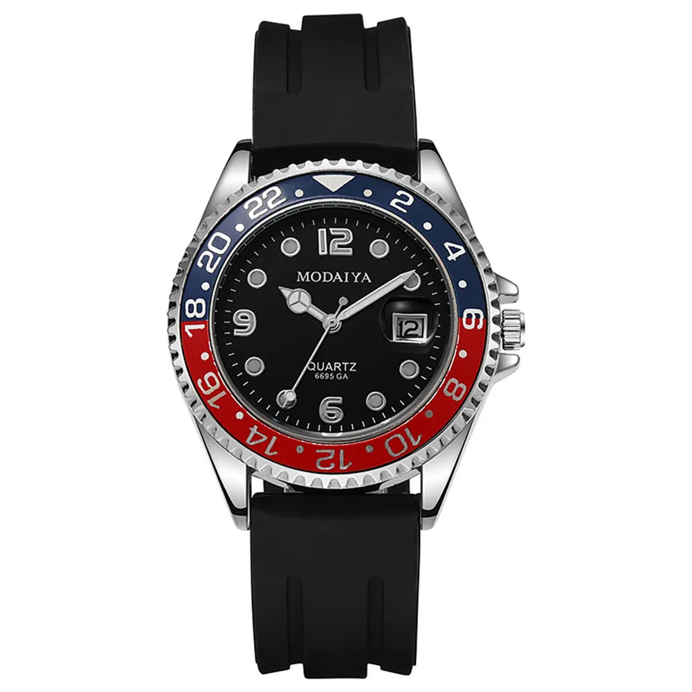 Men's Luminous Quartz Sports Watch with Silicone Strap