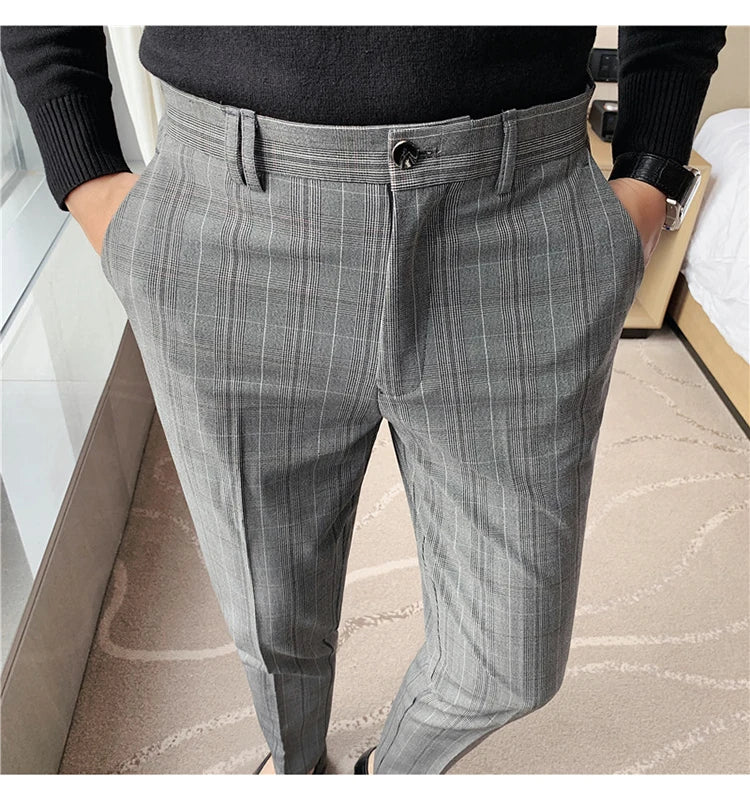Men Business Casual Slim Formal Suit Pants