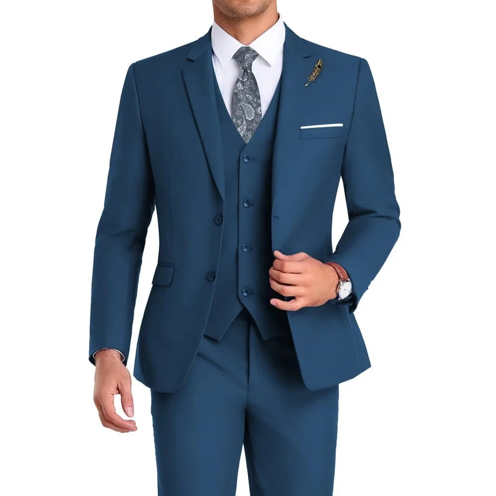 High-Quality Slim Fit Men's Suit Luxury Elegant Business Wedding Fashion Clothing
