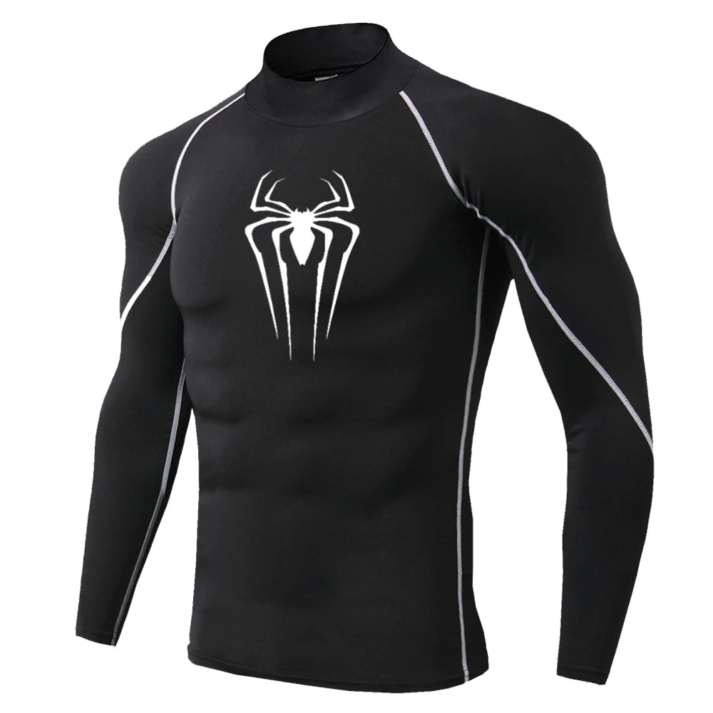 Men's Spider-Print Compression Shirt - Performance Athletic Base Layer